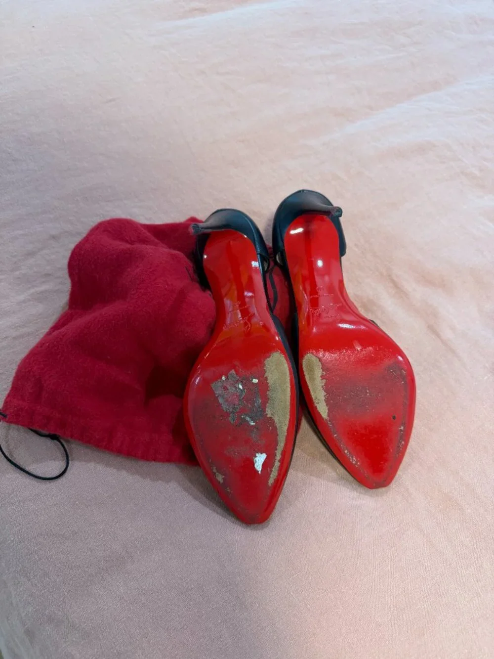 Christian Louboutin Black Leather D'Orsay Pointed Toe Pumps Red Sole EU 40
